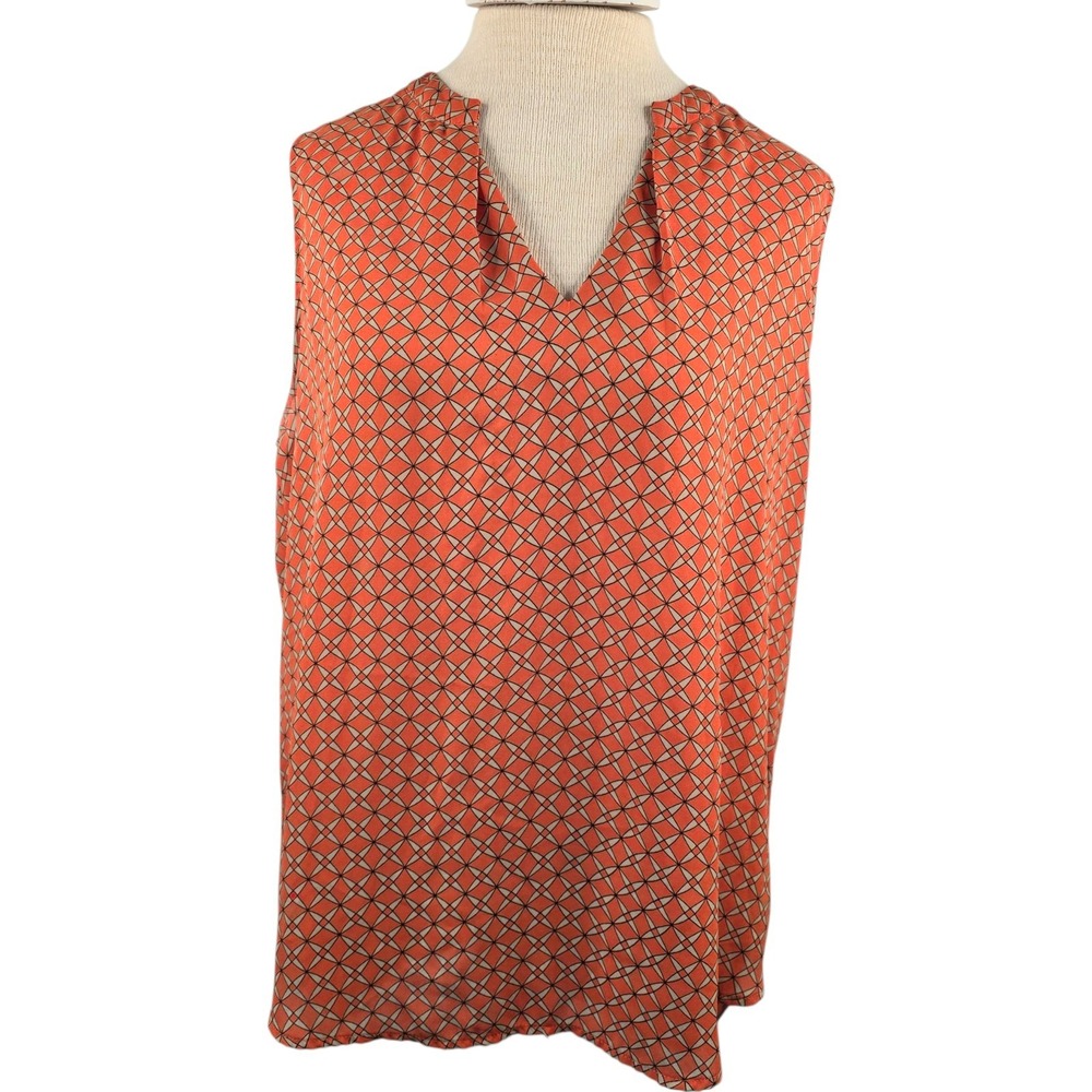 Pleione Women's Sleeveless Blouse XL Geometric Tunic Keyhole Back ANTHROPOLOGIE